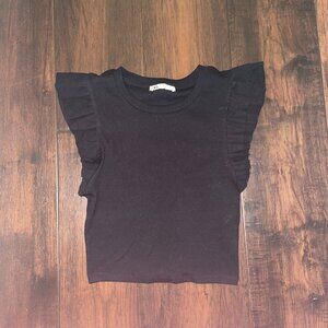 Zara Black Ruffle Sleeve Top